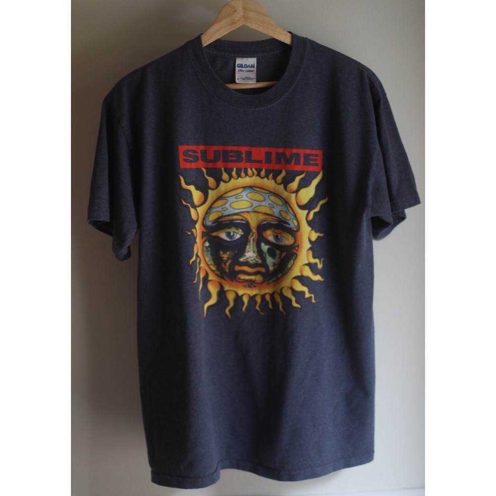 Sublime Sun Logo Graphic Band T-Shirt Men's Medium Navy Blue Gildan Ultra Cotton
